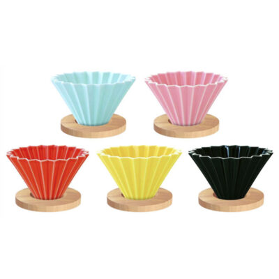 Dripper tipo Origami Cerámica de alta densidad (base de madera)