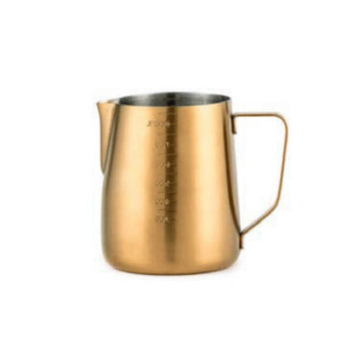 Pichel espumador de leche dorado