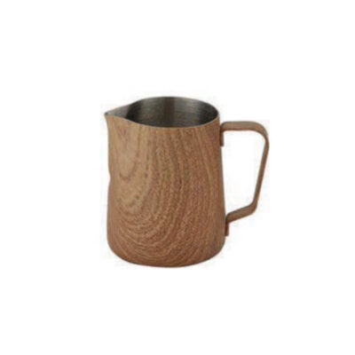 Pichel Espumador de Leche Acero Inoxidable grado 304, apariencia Madera