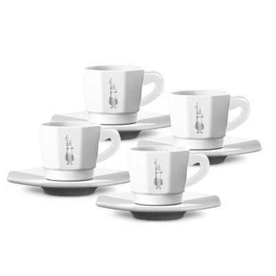 Set de 4 tazas espresso cerámica blanco