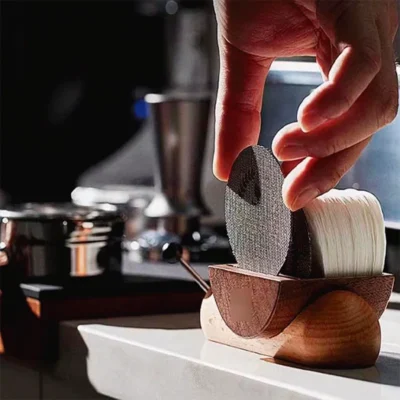 Porta puck screen y filtro papel para espresso y para aeropress en forma de caracol